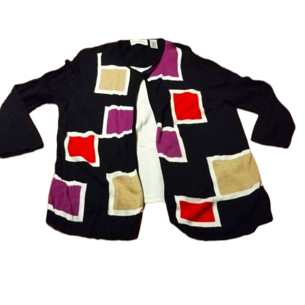 Alfred Dunner Cardigan Color Block Cardigan Size Large Grannycore